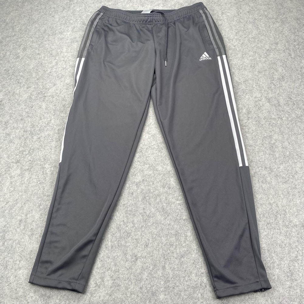 Adidas AEROREADY Pants Mens Large 32x30 Gray 3-Stripes Tapered Joggers GM7385